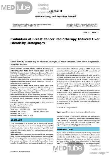 Evaluación de la fibrosis hepática inducida por radioterapia del cáncer de mama mediante elastografía