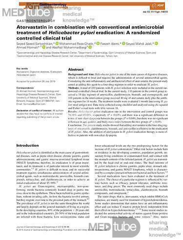 Atorvastatina en combinación con tratamiento antimicrobiano convencional de erradicación de Helicobacter pylori - ensayo clínico controlado aleatorizado