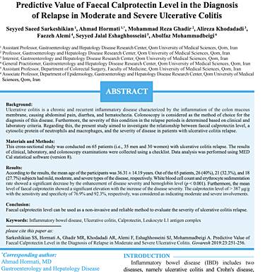 Valor predictivo del nivel de calprotectina fecal en el diagnóstico de recaída en la colitis ulcerosa moderada y grave