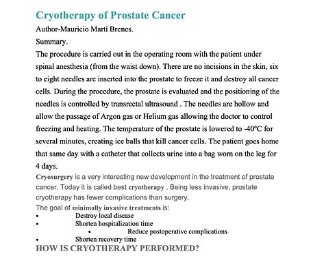 Cryotherapy of Prostate Cancer 