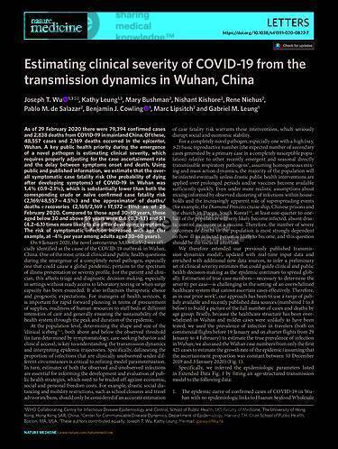 Evaluación de la gravedad del estado clínico en pacientes con COVID-19 basada en la dinámica de la transmisión en Wuhan