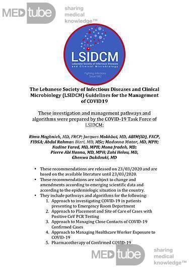 Recomendaciones para el manejo del COVID-19 por la Sociedad Libanesa de Enfermedades Infecciosas y Microbiología Clínica