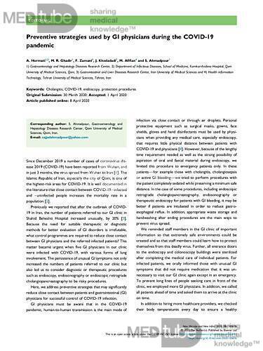 Estrategias preventivas utilizadas por los gastroenterólogos durante la pandemia COVID-19