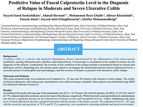 Valor predictivo del nivel de calprotectina fecal en el diagnóstico de recaída en la colitis ulcerosa moderada y grave