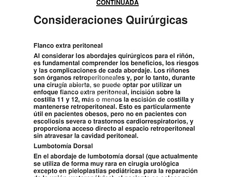 Consideraciones Quirúrgicas para el riñón