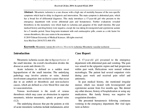 Informe de una mujer joven con dolor abdominal intenso: trombosis venosa mesentérica