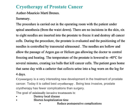Cryotherapy of Prostate Cancer 