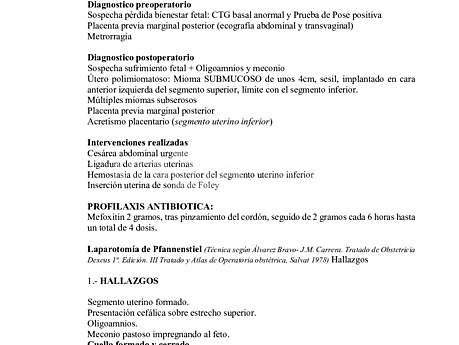 Acretismo Placentario Cesarea Ligadura Uterinas Sonda Foley