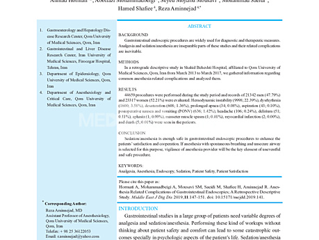 Complicaciones de las endoscopias gastrointestinales relacionadas con la anestesia - estudio descriptivo retrospectivo