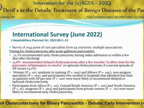 Momento oportuno para la colecistectomía en la pancreatitis biliar: debate: intervención temprana
